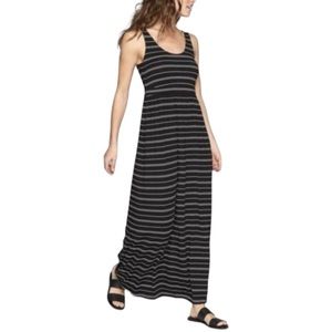 Athleta Women's sleeveless knit maxi dress black white striped, Sz L